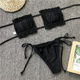 Bandeau Bikinis Fold Swimsuit
