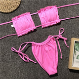 Bandeau Bikinis Fold Swimsuit